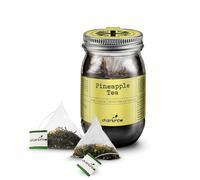 Charbrew Tea Blend - 16 Compostable Fine Mesh Pyramid Teabag Infusers with String & Tag in Reusable Glass Mason Jar Premium Tea from Sri Lanka 40g/1.14oz (Pineapple)