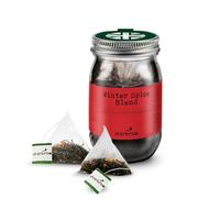 Charbrew Tea Blend - 16 Compostable Fine Mesh Pyramid Teabag Infusers with String & Tag in Reusable Glass Mason Jar Premium Tea from Sri Lanka 40g/1.14oz (Winter Spice)