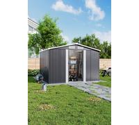 Charcoal 257cm W x 205cm D x 177cm H Metal Garden Tool Storage Shed H&O Direct Charcoal One Size