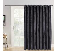 (Charcoal, 66" x 84" (167cm x 210cm)- 1 Panel Curtain) Luxury Velvet Curtains Eyelet Ring Top Ready Made Blackout Curtains Living Room Bedroom