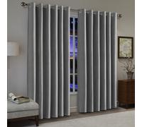 (Charcoal, 66" x 90" (168cm x 229cm)) Luxury Linen Curtains - 100% Blackout Ring Top Thermal Insulated Drapes, Thick Light Blocking Curtains