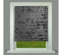 (Charcoal, 90x165cm) Luxury Living Crushed Velvet Roller Blind Trimmable Polyester Roller Blind