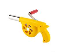 Charcoal Air Blower with Manual Hand Crank, Heat Resistant Metal Fan for Barbecue Fire Stoking, Compact and Lightweight for Outdoor Cooking Use (Blue (Yellow (metal gear))
