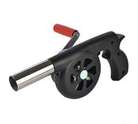 Charcoal Air Blower with Manual Hand Crank, Heat Resistant Metal Fan for Barbecue Fire Stoking, Compact and Lightweight for Outdoor Cooking Use (Blue (Black (plastic gear))