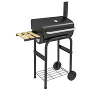 Charcoal Barbecue BBQ Grill Trolley with Shelves Lid and Thermometer Cooking