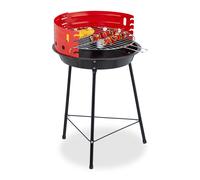 Charcoal Barbecue Tripod Stand Garden Outdoor Round Grill BBQ 37cm Picnic Red
