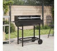 Charcoal BBQ Grill Outdoor Barbecue Adjustable Grates & Wheels Black