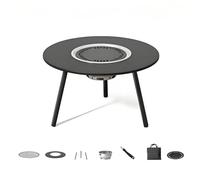 Charcoal BBQ Grill, Portable Barbecue Kettle Charcoal Grill Grate Warming Rack Barbecue Table for Party Camping Patio Garden, Black