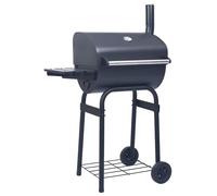 Charcoal BBQ Grill Smoker Outdoor Barbecue with Thermometer Black