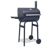 Charcoal BBQ Grill Smoker with Bottom Shelf Black Backyard Cookers vidaXL