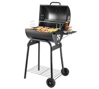 Charcoal BBQ Grill Smoker with Side Shelves, Portable Barrel Barbecue Grill Outdoor with Temperature Gauge, Warming Rack, Stainless Steel Racks, and Air Vents for Camping and Garden