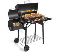 Charcoal BBQ Grill With Offset Smoker: Large Oil Drum Barbecue Barrel Grill For Outdoor Garden