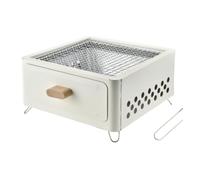 Charcoal BBQ Portable Charcoal Grill Tabletop Barbecue Stove BBQ For Camping Backyard Picnic Portable(White)