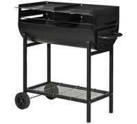 Charcoal BBQ Steel Portable 2-Zone Grill Black 90x45x96cm Adjustable Height Pro