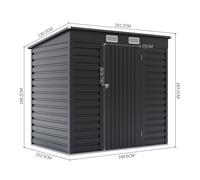 Charcoal Black/Grey Wide Metal Garden Storage Shed with Lockable Door