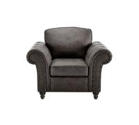 (Charcoal Black) Oakland Suede Leather Arm Chair