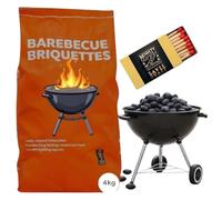 Charcoal Briquettes Barbecue Fuel Bricks 4kg | Easy To Light,Lasting And Consistent Heat | Perfect For Large Barbecues And Smokers Comes With Mighty2Save Safety Matches