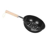 Charcoal Burner Pot with Wooden Handle for Outdoor Barbecue | Iron Build, Heat-insulated Grip, Lightweight 113g Design, Grill Mesh Included, for Charcoal and Gas Stove Use