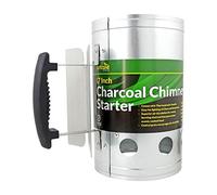 Charcoal Chimney Grill Barbecue BBQ Charcoal Briquettes Charcoal Quick Starter Galvanised Steel Camping Barbecue Lighting Kit with Heat Shield Safety Handle and Thermoplastic Handle (17")