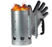 Charcoal Chimney Starter BBQ Chimney Starter Stainless Iron for Charcoal Grill Compact Easy to Use Barbecue Fire with Insulated Glove.