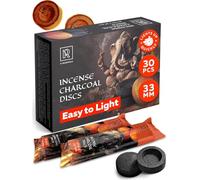 Charcoal Discs to Burn Incense - 30 pcs Charcoal for Incense Burning - 33 mm Most Quick Light Coals Tablets by M. ROSENFELD - 33 mm Resin Burner Rolls - Pack of 30 Instant Fire Coal Tablets