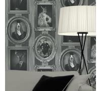 Muriva J59309 Black and White Dogs in Frames Wallpaper 10.05m long x 0.53m wide