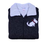 (Charcoal, Extra Large - UK 20/22) Slenderella Ladies Scottie Dog All In One Knitted Marl Zip Up Pyjamas