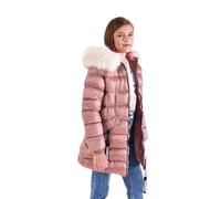 Charcoal Fashion Girl's Fur Lined Back to School Midi Length Puffer Coat-CFW2106