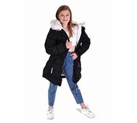 Charcoal Fashion Girl's Fur Lined Back to School Midi Length Puffer Coat-CFW2106