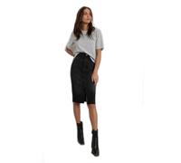 Charcoal Fashion Women's High Rise Split Front Knee Length Stretch Denim Pencil Skirt-Black-8