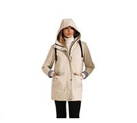 Charcoal Fashion Women's Premium Water Repellent Lightweight PU Rubber Raincoat-Beige/Cream-8