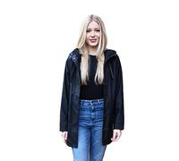 Charcoal Fashion Women's Premium Water Repellent Lightweight PU Rubber Raincoat-Black-12