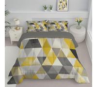 Charcoal Gray Distressed Triangles Super King Duvet, Reversible Coverless Modern Geometric Duvet, Anti Allergy Bed Quilt For All Seasons - 1 Soft Washable Comforter Bedding With Pillowcases