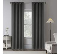 Charcoal Grey 100% Blackout Linen Curtains 102 Inches Long 2 Panels for Bedroom,Modern Village Full Black Out Room Darkening Thermal Insulated Window Curtain Panels W50 x L102 Inch Length