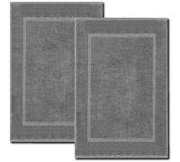 (Charcoal Grey) 2 Pcs Bath Mats Luxury Terry Towelling Cotton Bathroom Rugs Non Slip Toilet Mats