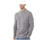 (Charcoal Grey, S) BRAVE SOUL Mens Cable Knitted Jumper Half Zip Sweater