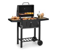 Charcoal Grill BBQ Meat Vegetables Outdoor 45x 32.5cm Thermometer Portable Black
