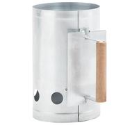 Charcoal Grill Fireplace Galvanised Steel with Wooden Handle and Heat Shield, 17 x 27.5 cm, Quick Draught Ventilation Openings, Ideal for Garden, Patio, Camping and BBQ