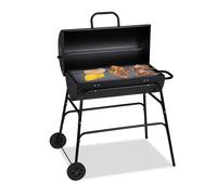 Charcoal grill outdoor cooking station mobile smoker adjustable lid adjustable
