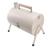 Charcoal Grills Outdoor BBQ Grill, Double Sided Portable Barrel Charcoal Grill with Nearly Cooking Grid Area, Outdoor Backyard Camping Picnics, Patio and Parties (White with