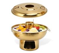 Charcoal Hot Pot, 23 x 17cm Stainless Steel Thai Hot Pot Small Portable Chinese Shabu Hot Pot One Person Milk Tea Hot Pot (Golden)