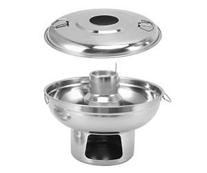 Charcoal Hot Pot, 23 x 17cm Stainless Steel Thai Hot Pot Small Portable Chinese Shabu Hot Pot One Person Milk Tea Hot Pot (Silver)