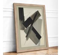 Charcoal Intersections Minimalist Framed Wall Art Print A1 (84.1×59.4cm) Oak, Wall Decor for Living Room, Bedroom, Office & Home, Ready to Hang, Art Gift
