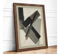 Charcoal Intersections Minimalist Framed Wall Art Print A2 (59.4×42cm) Walnut, Wall Decor for Living Room, Bedroom, Office & Home, Ready to Hang, Art Gift