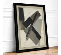 Charcoal Intersections Minimalist Framed Wall Art Print A4 (29.7×21cm) Black, Wall Decor for Living Room, Bedroom, Office & Home, Ready to Hang, Art Gift
