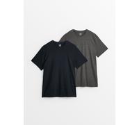 Charcoal Marl & Black Pyjama Top 2 Pack XS