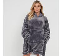 (Charcoal) Oversize Teddy Sherpa Cosy Hoodie with Front Pocket