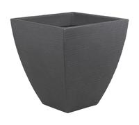 (Charcoal: Ribbed, x1) Square Plastic Effect Flower Plant Pot Planter