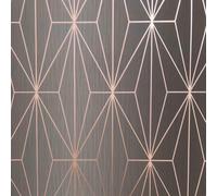 Muriva Charcoal & Rose Gold Geometric Metallic Effect Embossed Wallpaper