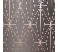 Charcoal Rose Gold Metallic Geometric Wallpaper Triangles Vinyl YL Kayla